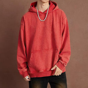 Sweat-shirt à capuche oversize pour homme, lavage à l'acide, peluche, 100% coton, polaire respirant, vintage, lourd, streetwear - Product Image 4