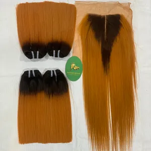 [RTS] Weihnachten verpackte Haar verlängerungen mit Verschluss Vietnam Super Double Drawn Raw Bone Straight Rawhair Business