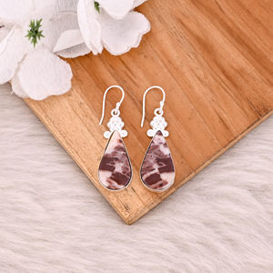 Pendientes de Plata de Alta Calidad con Gema de Jaspe Malinga, Pendientes de Moda Estilo Boho, Joyería Popular al por Mayor - Product Image 2