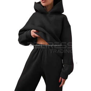 Conjunto de 2 piezas Premium primavera otoño con capucha en precio barato al por mayor Top señoras algodón Co-ords conjuntos Casual Ropa Deportiva Femenina - Product Image 4