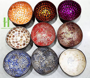 ชามมะพร้าวเคลือบเงาทำมือจากเวียดนาม ขายดีที่สุด ประดับเปลือกหอยและมุก - Product Image 3