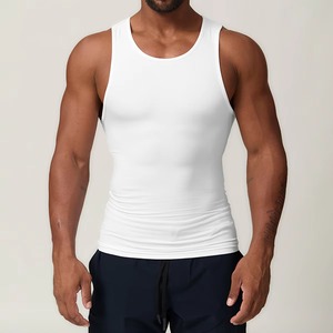 Custom Wholesale <b>Mens</b> Elastic Ribbed Summer <b>Gym</b> Tank Top Sleeveless Breathable Yoga <b>Vest</b> Undershirt Fitness Wear - Product Image 1