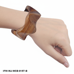 Brazalete de Madera Hecho a Mano, Brazalete de Madera Natural Esculpida, Brazalete de Moda Grueso Estilo Boho - Product Image 4