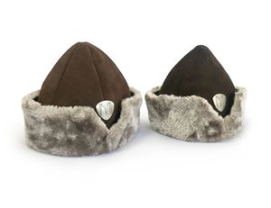 Shark Anatolia Handmade Leather Bork Nubuck Wool Dark Brown Gray Winter Outdoor Breathable Hat Age 10-13 - Product Image 6