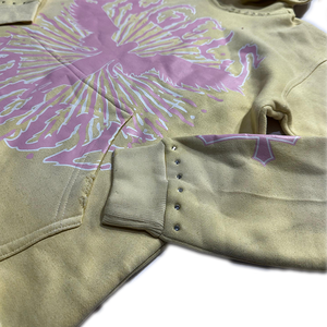 Sweat à capuche vintage en éponge française 100% coton de haute qualité pour hommes personnalisable en détresse acide hiver numérique - Product Image 4