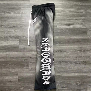 Pantalon de survêtement décontracté pour homme, taille mi-haute, coupe droite, léger, avec broderie effet usé, tendance, vente en gros pour les professionnels - Product Image 4