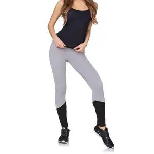 Sıcak satış kadın örgü paneli yüksek bel atletik tayt karın kontrol antrenman Yoga pantolonu özel logo ile