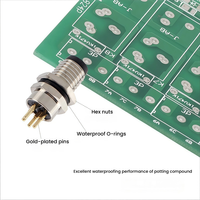 Connecteur aviation en laiton nickelé à code D, étanche IP67, pour montage sur circuit imprimé, 3, 4, 5, 6, 8 broches, avant/arrière