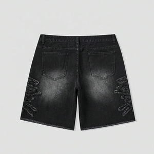 Nouveau short décontracté respirant pour homme, style personnalisé, logo brodé, délavé à l'acide, effet vieilli, grande taille, qualité supérieure - Product Image 2