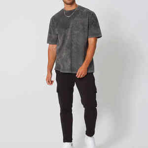 เสื้อยืดฟอกสีแบบขายส่งจากโรงงาน ผู้ชาย ผ้าฝ้าย 100% ปักโลโก้ตามสั่ง พิมพ์ลายสกรีน ลายตัวอักษรวินเทจ - Product Image 4