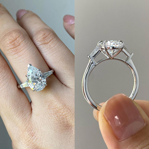 Bague en diamant de laboratoire 3.50 CT taille poire 14k or blanc bijoux de fiançailles et de mariage pour elle au prix d'usine - Product Image 5