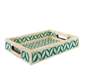 Plateau design boîte antique artisanale plateau multi-usage en incrustation d'os pour servir l'affichage et le stockage élégant fabriqué à la main en Inde - Product Image 5