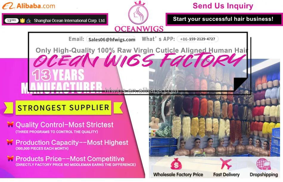 Ocean wigs 13 years factory Wholesale Cuticle Aligned Raw Virgin straight  613 Blonde Human Hair Weave #613 Bundles blonde human