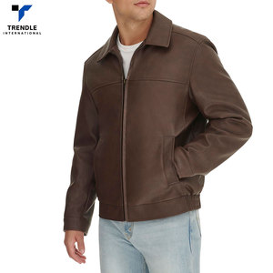 Best Selling High Street Long <b>Thin</b> Leather <b>Jacket</b> Low MOQ Winter New Arrival <b>Waterproof</b> Breathable Stand Collar Front Logo - Product Image 1