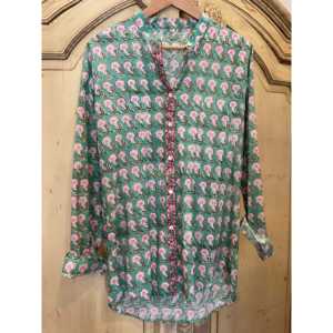 Camisa de Gasa con Bordado Floral para Mujer, Talla Única, Corte Holgado, para Verano, Otoño, Fiestas en el Jardín - Product Image 1