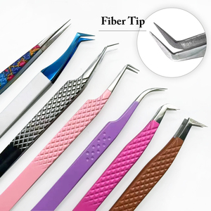 Pinzas de pestañas Diamond Grip Caja Rosa Caja blanca Aislamiento de embalaje Etiqueta privada Punta de fibra Volumen Pinzas de pestañas - Product Image 6