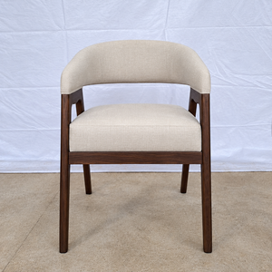 Chaise de salle à manger rembourrée moderne avec pieds en bois, fauteuil d'appoint beige pour salle à manger, hôtel, restaurant - Product Image 2