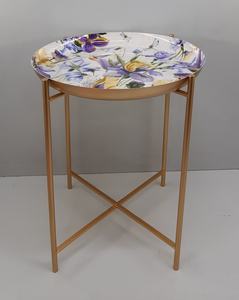 Impresionante calcomanía de mesa lateral de forma redonda de Metal de hierro con acabado esmaltado para sala de estar muebles decorativos mesa de centro hecha a mano - Product Image 3