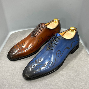 Chaussures habillées en cuir pour hommes de haute qualité, anti-rides, imperméables, faciles à nettoyer, durables, pour le bureau et les mariages. - Product Image 1