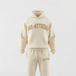 Conjunto de Sudadera con Capucha y Pantalones Jogger de Felpa Crema para Mujer, Ropa Deportiva Informal para el Hogar - Product Image 3
