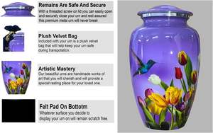Urne de crémation colibri violet adulte | Cendres humaines Urne commémorative adulte Urnes funéraires funéraires | 200 pouces cubes - Product Image 4