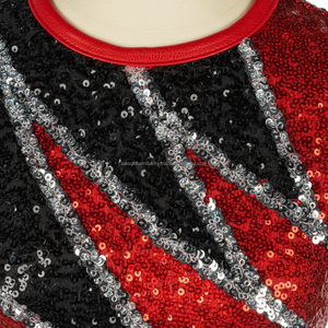 Luxury Sparkly <b>Red</b> <b>Sequin</b> Dancewear Elegant Sleeveless A-Line Performance Dress for Women Stage Show and Rhythmic Gymnastics - Product Image 4