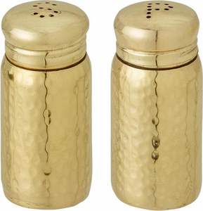 Ensemble chic de sel et de poivre en laiton avec une texture unique et une forme élégante, idéal pour les arrangements de table minimalistes et maximalistes - Product Image 6