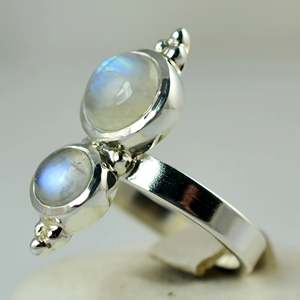 Rainbow Moonstone 925 Sterling <b>Silver</b> Handmade <b>Statement</b> <b>Ring</b> Men's Boho June Birthstone Jewelry Perfect Gift for Her Birthday - Product Image 2