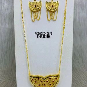 Charming Looking Design Chik Set With Earrings Arabic <b>Jewellery</b> Gold Plated - Product Image 1