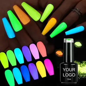 Groothandel Neon Fluorescerende Gelpolishcolor Sterk Pigment Weken Van Uv Gel Custom Logo Glow In De Donkere Gel Nagellak