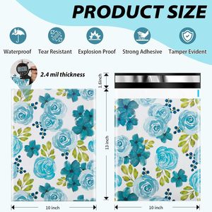 Paquete de 100 Bolsas de Poliéster de 25x33cm, Autoadhesivas, Impermeables, Resistentes a Desgarros, Duraderas, 2.3M, Diseño Floral Azul - Product Image 5