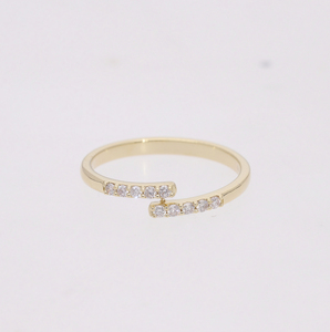 14K <b>Gold</b> Natural Diamond Open Band <b>Ring</b> Rhodium Plated Women's Modern Minimalist Cuff Style Prong-<b>Set</b> Diamonds Everyday Elegance - Product Image 6