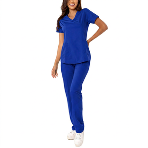 Uniformes Médicos para Hospitales, Uniformes de Enfermera, Color Morado, Personalizados, de Poliéster y Algodón, Manga Corta, Unisex, Conjuntos de Uniformes Quirúrgicos, Tela Tejida - Product Image 2