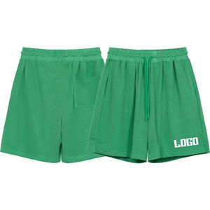 Heavyweight Double <b>Layer</b> Mesh Casual Mens Jogger Shorts with Drawstring Solid Pattern Quick Dry & Eco-Friendly Custom Bulk - Product Image 1