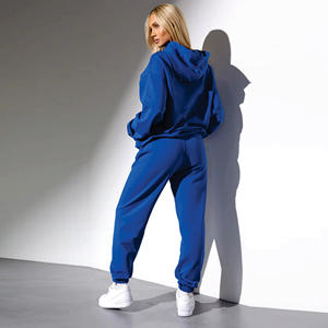 65% coton 35% Polyester coupe décontractée taille haute Recharge Boyfriend Jogger bleu Royal femmes survêtement bas - Product Image 4