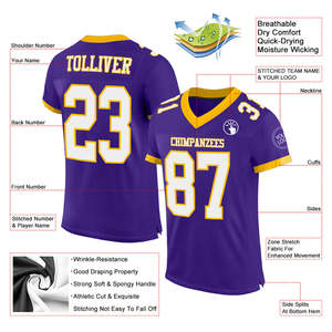 Camiseta de fútbol americano para hombre de talla grande a la moda, uniforme de rugby de malla de poliéster transpirable personalizado para verano, camiseta auténtica - Product Image 3