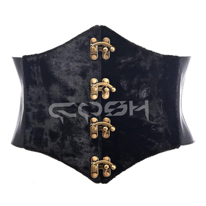 Ceinture corset vintage en velours rouge pour femme, corset cincher de style steampunk avec fermeture à fermoirs anciens - Product Image 4