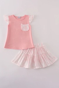 ชุดฤดูร้อนของเด็กผู้หญิงน่ารักลายโบว์สีชมพูกระโปรงแต่งระบายมีสไตล์เสื้อสำหรับกลุ่มอายุของเด็ก - Product Image 6