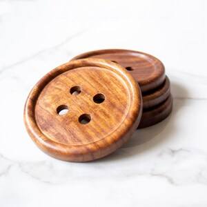Posavasos de madera de alta calidad con forma de botón de diseño redondo Posavasos de madera Premium duraderos y elegantes Patrón de rayas único - Product Image 5