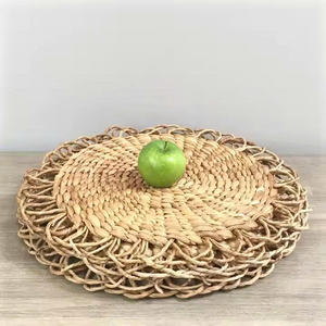 Mantel Individual de jacinto de agua ecológico redondo de comedor DIY bohemio creativo, almohadilla de mesa de cocina hecha de hierba y Material de PC - Product Image 4