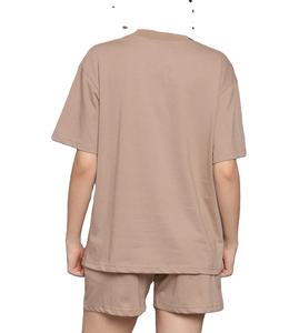 Ensemble 2 pièces pour femme en coton 100% sur mesure, t-shirt et short au-dessus du genou avec logo imprimé, style streetwear - Product Image 5