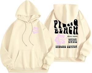 Venta al por mayor de las mujeres de moda Puff Vintage Hoodie Cute Teen Girls diseño personalizado Puff impreso casual sólido sudaderas con capucha de punto para la Mujer - Product Image 4