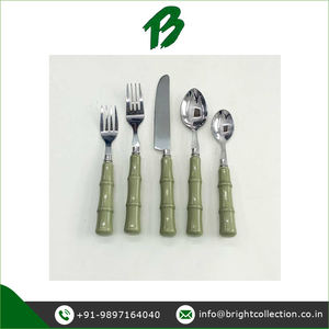 Ensemble de couverts à usage de mariage et de fête Ensemble de couverts à poignée en bambou vert clair en résine de qualité imbattable pour la vaisselle - Product Image 2