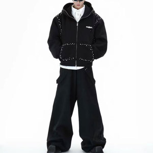 ชุดวอร์มสองชิ้นของผู้ชายชุดวอร์มเข้ารูปแบบเรียบๆระบายอากาศได้ดีปักลายตามสั่ง - Product Image 1