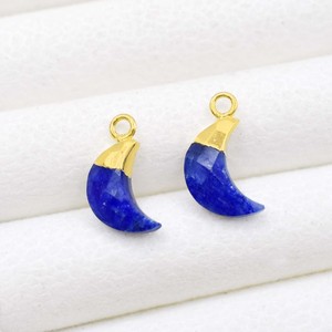 Colgante de Sodalita en Forma de Media Luna, Chapado en Oro, Amuleto de Piedra Preciosa, Colgante Pequeño Hecho a Mano para Joyería DIY y Regalo de San Valentín - Product Image 1