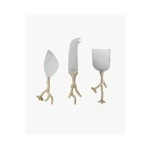 Ensemble de trancheuses à fromage en acier inoxydable plaqué or Outils à fromage en acier inoxydable Ensemble d'épandeurs de fromage à manche épais en or - Product Image 5