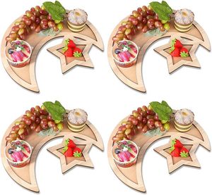 ถาดเสิร์ฟไม้เนื้อแข็งลายพระจันทร์และดวงดาวสำหรับรอมฎอน อีดมูบาร็อค จานตกแต่งสำหรับบ้านแบบอิสลาม จานขนมสำหรับงานเลี้ยงบนโต๊ะอาหาร งานฝีมือตกแต่ง - Product Image 3