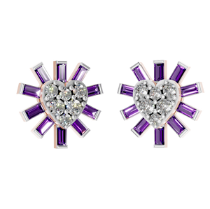 Classic 925 Sterling Silver Moissanite Baguette Cut Stud <b>Earring</b> 32 Stones 0.52 Carat <b>Rhodium</b> Plated Women's Wedding Anniversary - Product Image 1