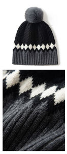 Gorro de Cachemira de punto de costilla de lujo, gorro de lana suave y cálido para hombres y mujeres, ropa de moda de invierno para exteriores - Product Image 5