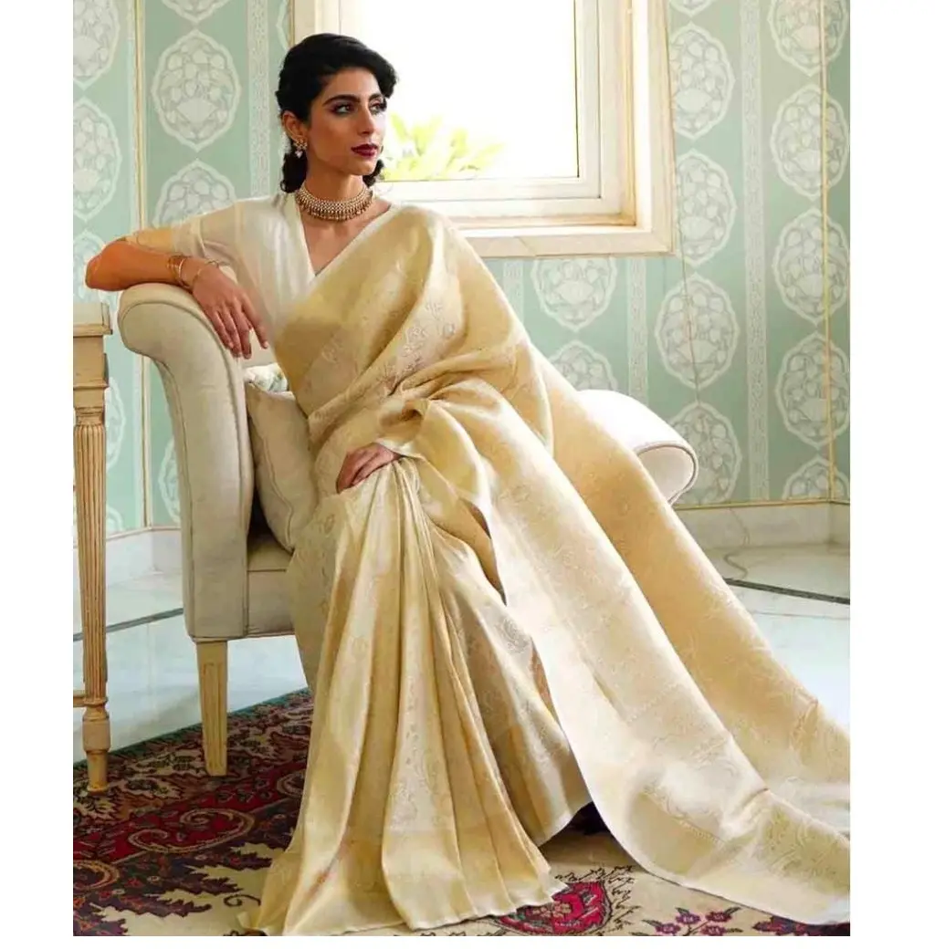 Vestido de fiesta de seda kanchipuram para mujer, ropa de boda india, diseño banarasi, saree de algodón con blusa